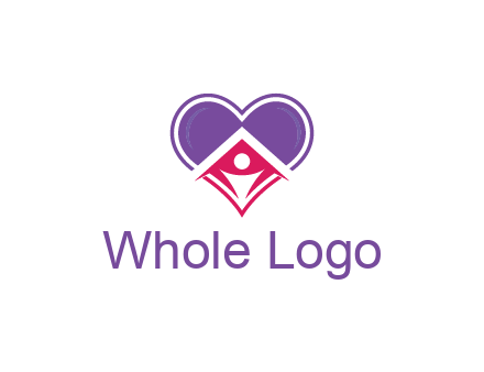 people icon in home joined with heart