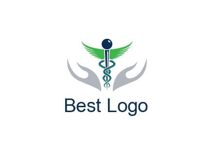 caduceus with abstract hands