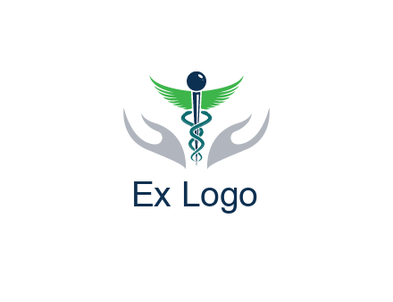 caduceus with abstract hands