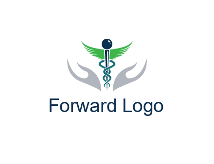 caduceus with abstract hands