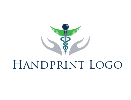caduceus with abstract hands