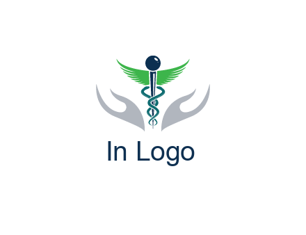 caduceus with abstract hands