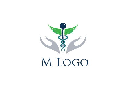 caduceus with abstract hands