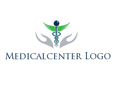 caduceus with abstract hands