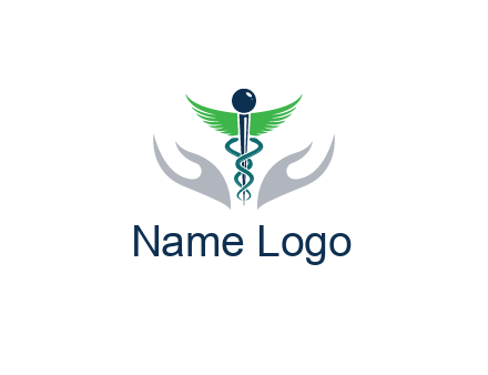 caduceus with abstract hands