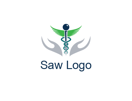 caduceus with abstract hands
