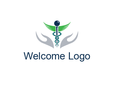 caduceus with abstract hands