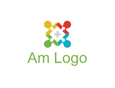 first aid sign in colorful puzzle piece
