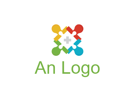 first aid sign in colorful puzzle piece
