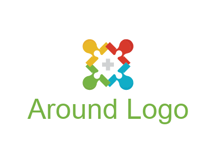 first aid sign in colorful puzzle piece