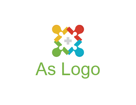 first aid sign in colorful puzzle piece