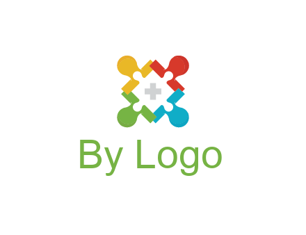 first aid sign in colorful puzzle piece