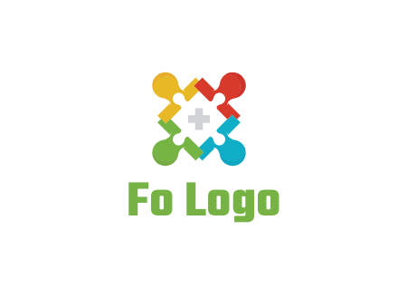 first aid sign in colorful puzzle piece