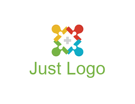 first aid sign in colorful puzzle piece