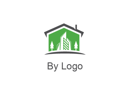 negative spacing skyscrapers and trees in house