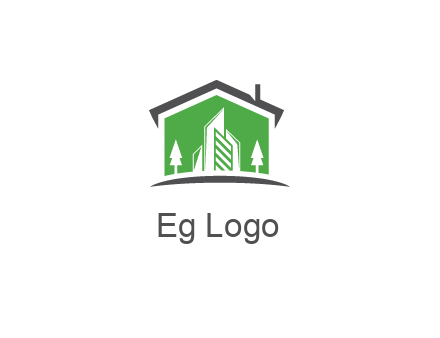 negative spacing skyscrapers and trees in house