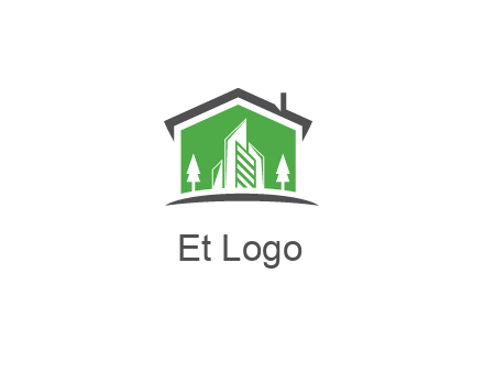 negative spacing skyscrapers and trees in house