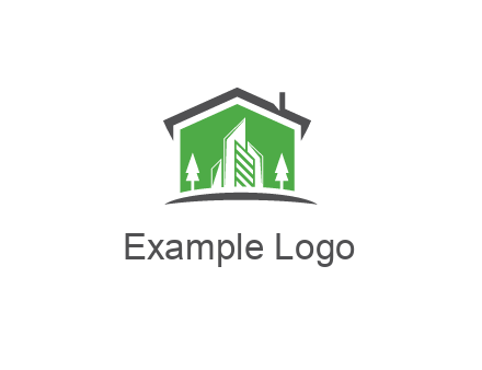 negative spacing skyscrapers and trees in house