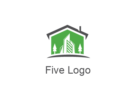 negative spacing skyscrapers and trees in house