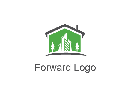 negative spacing skyscrapers and trees in house