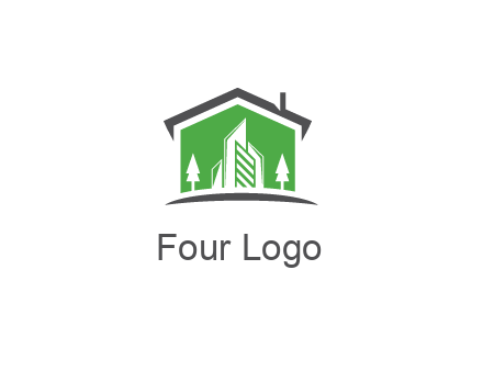 negative spacing skyscrapers and trees in house