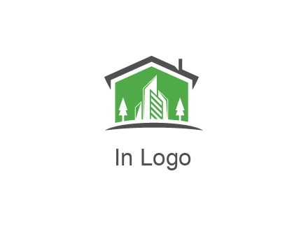 negative spacing skyscrapers and trees in house