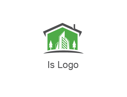 negative spacing skyscrapers and trees in house