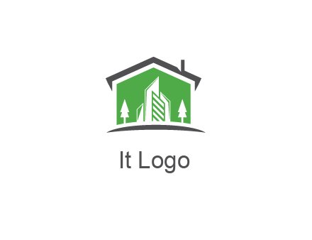 negative spacing skyscrapers and trees in house