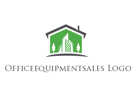 negative spacing skyscrapers and trees in house