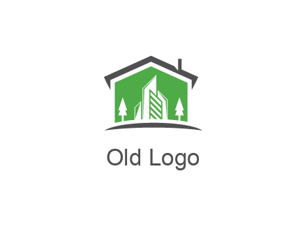 negative spacing skyscrapers and trees in house