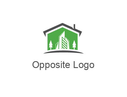 negative spacing skyscrapers and trees in house