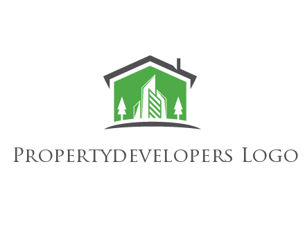 negative spacing skyscrapers and trees in house