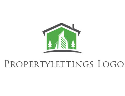 negative spacing skyscrapers and trees in house