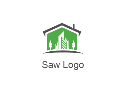 negative spacing skyscrapers and trees in house