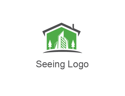 negative spacing skyscrapers and trees in house