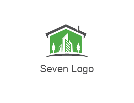 negative spacing skyscrapers and trees in house