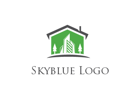 negative spacing skyscrapers and trees in house