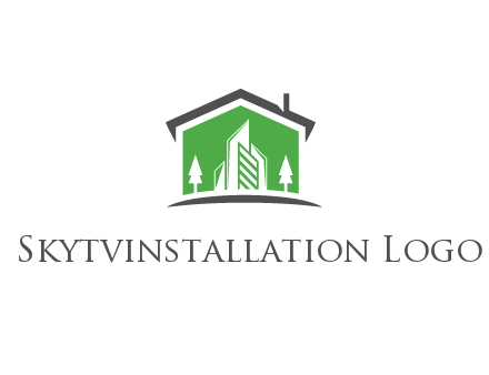 negative spacing skyscrapers and trees in house