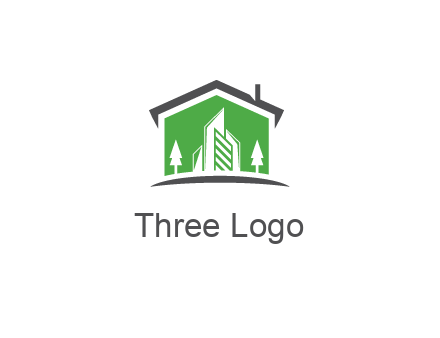 negative spacing skyscrapers and trees in house
