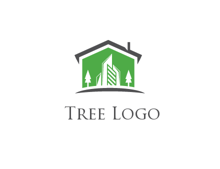 negative spacing skyscrapers and trees in house