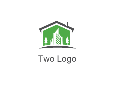 negative spacing skyscrapers and trees in house