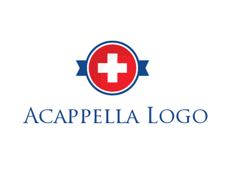 first aid sign in circle with ribbon