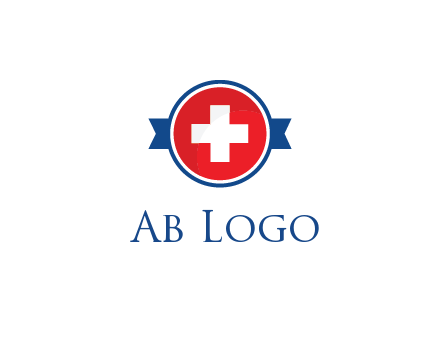 first aid sign in circle with ribbon