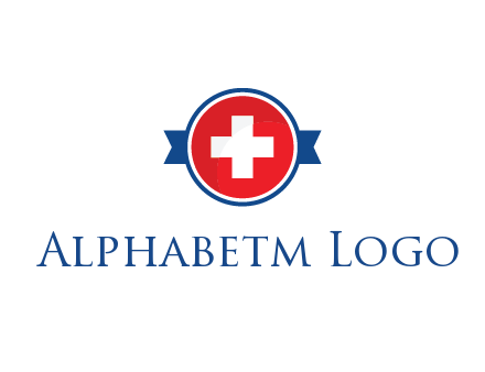 first aid sign in circle with ribbon