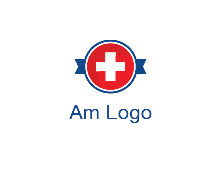 first aid sign in circle with ribbon
