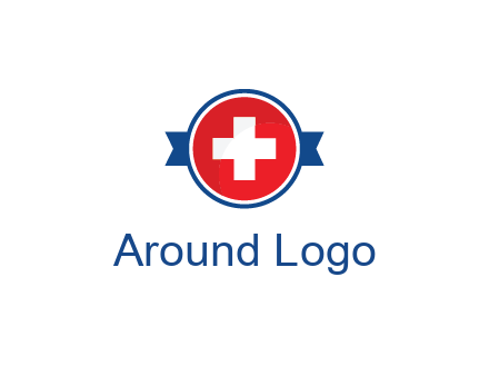 first aid sign in circle with ribbon