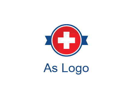 first aid sign in circle with ribbon