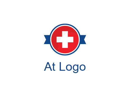 first aid sign in circle with ribbon