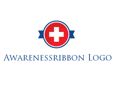first aid sign in circle with ribbon