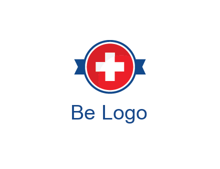 first aid sign in circle with ribbon